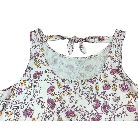 Girls 16 Floral & Paisley 100% Cotton Knit Tie Back Cream Burgandy Mustard Dress - Picture 9 of 11